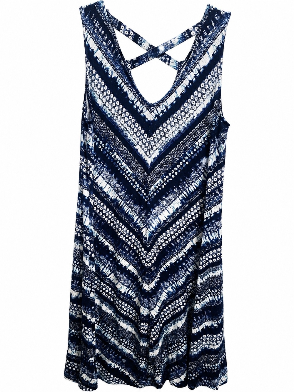 Style & Co. Navy and White Crisscross-Back Midi Dress